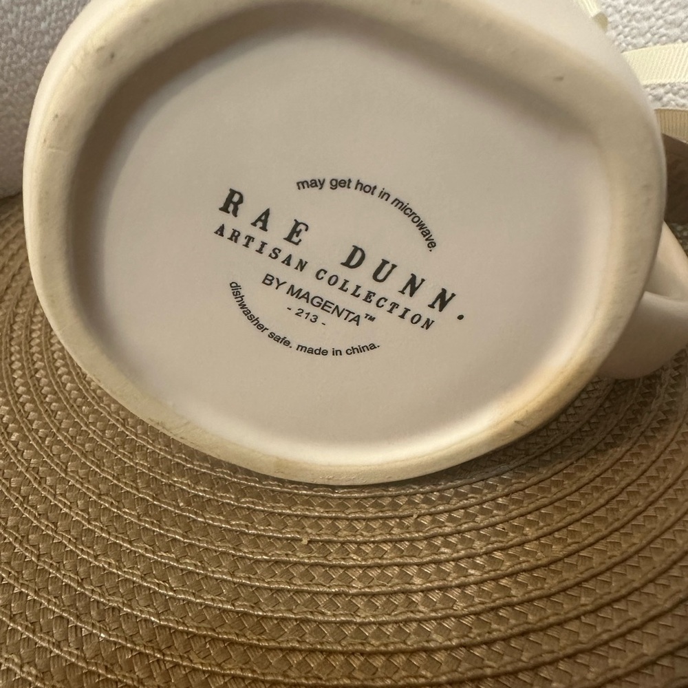 Rae Dunn Cream Mug with Orange Interior and Floral Design - Picture 5 of 6